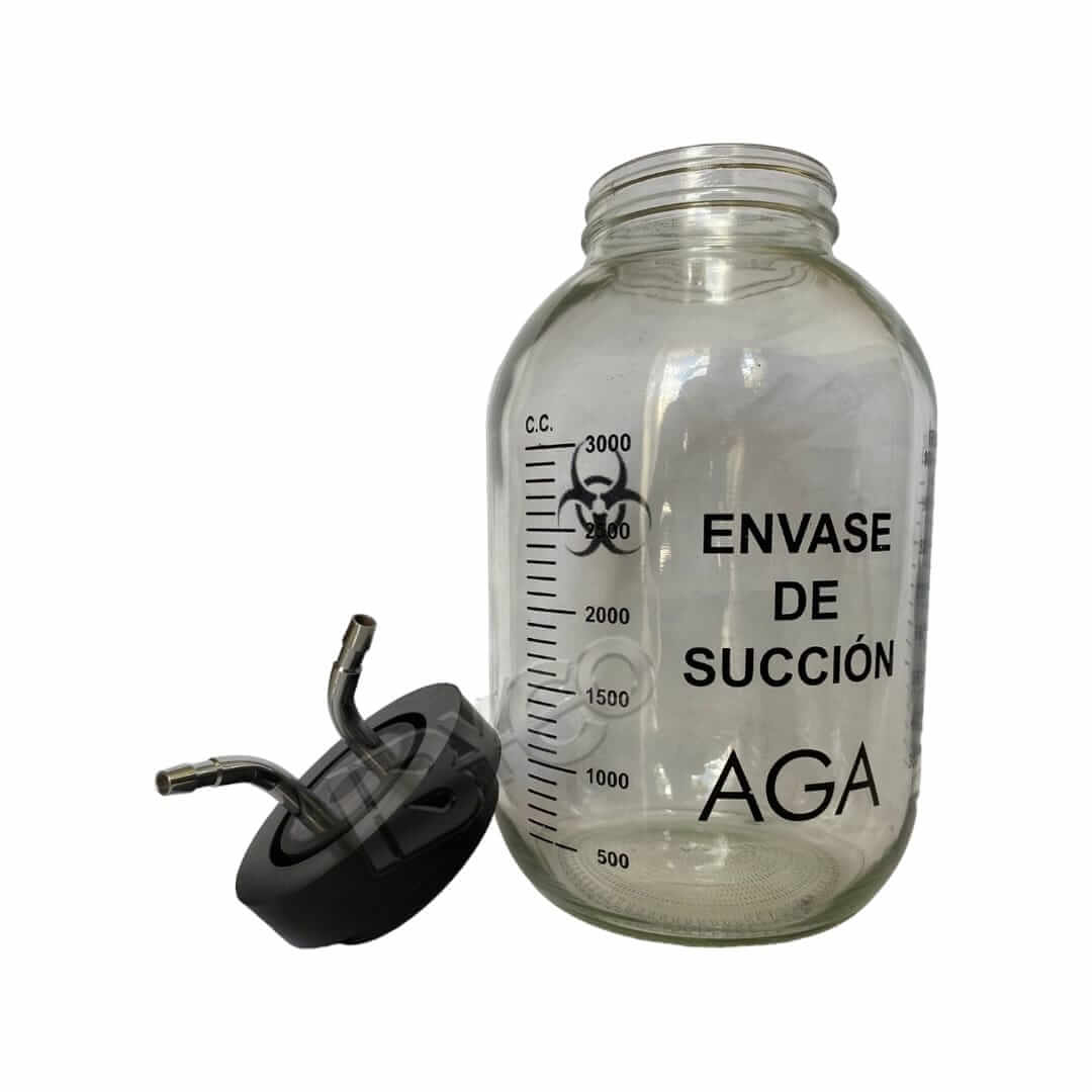 frasco de vidrio 1 galon para aspiracion succion con tapa